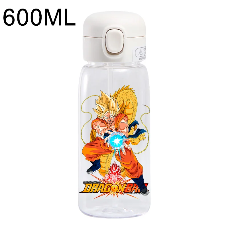 Strohplastik-Wasserflasche, 600 ml, Dragon Ball, großes Fassungsvermögen, tragbar, transparent, Trinkwasserbecher, Urlaubsgeschenke für Erwachsene