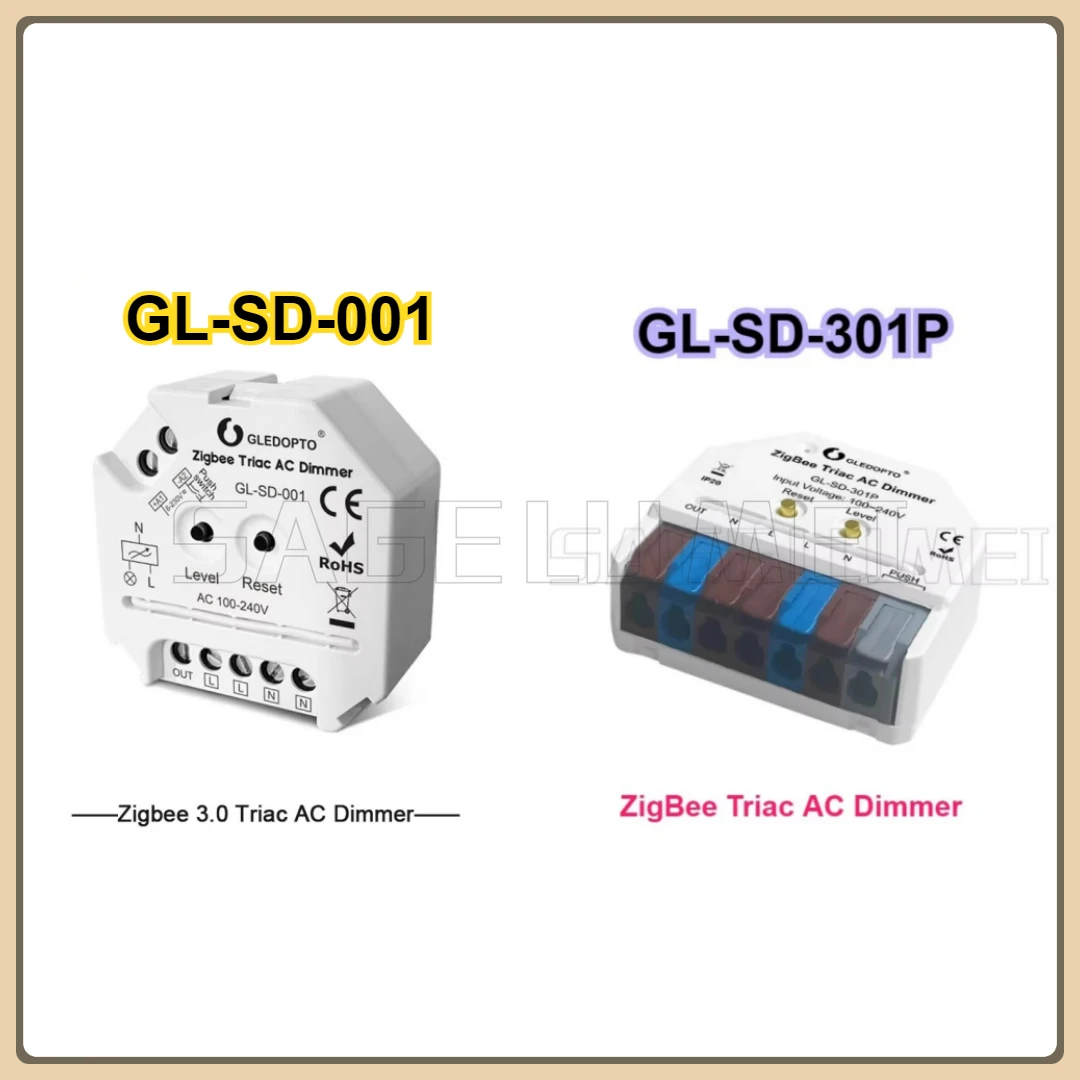 

Gledopto AC100-240V GL-SD-301P/001 Triac AC Dimmer Zigbee 3.0 Ultra Mini LED Dimmable Push Switch App Voice Control Hu/e Tuya