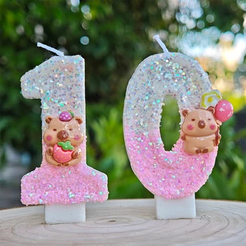 Capybara Candles Cake Decorating Theme 0-9 Number Candles Cake Topper Kids Birthday Party…