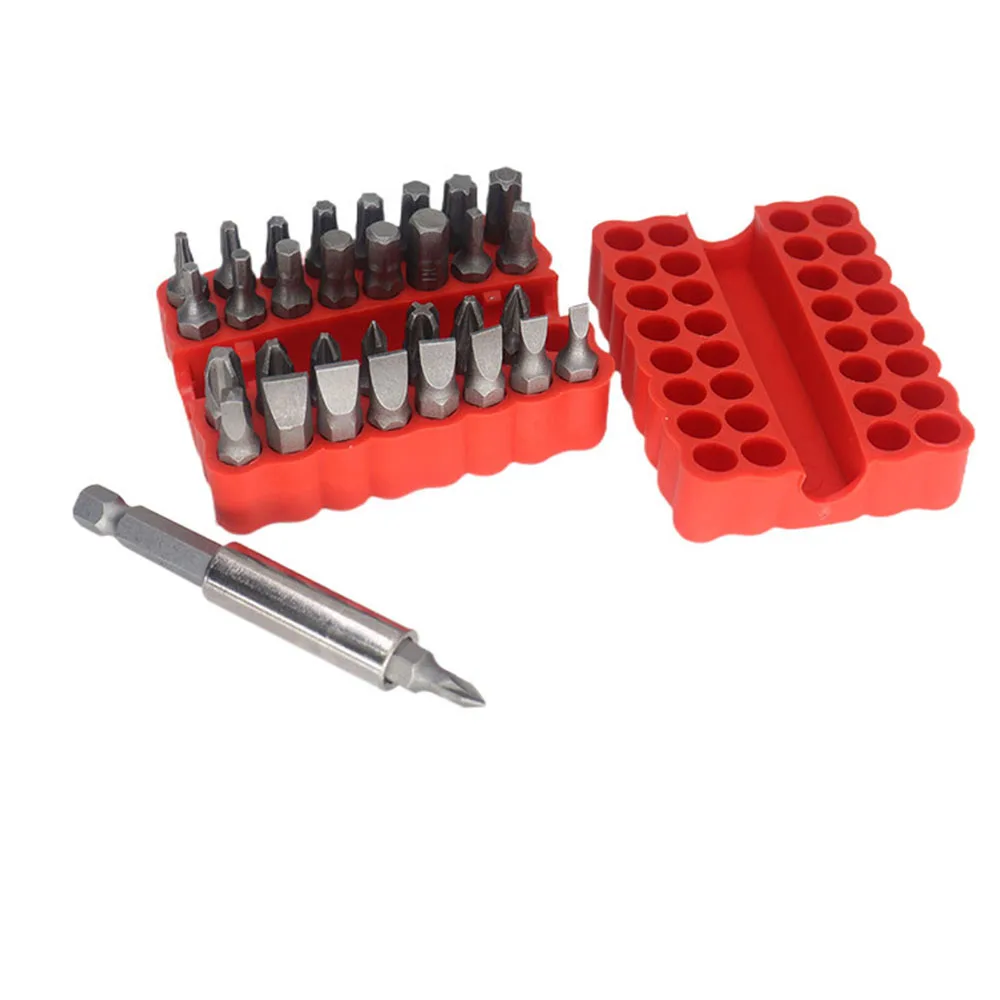 33pcs Security Bit with Magnetic Extension Bit Holder Tamper Proof Torq Torx Hex Star Screwdriver Bits Set PZ0 PZ1 PZ2 T6 T7 T10