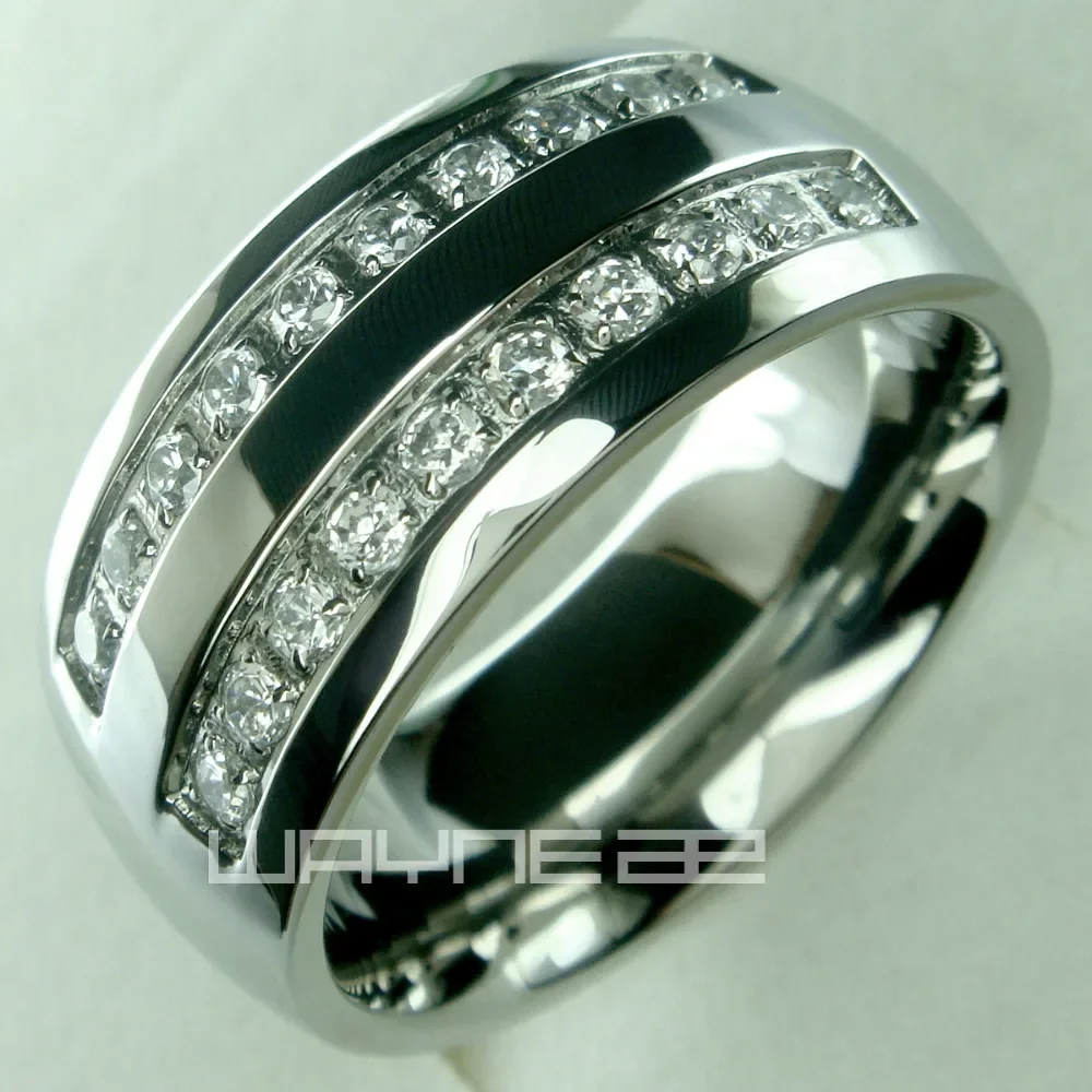 

His Mens Stainless Steel Wedding Engagement Ring (R178A) Size 8 9 10 11 12 13 14 15