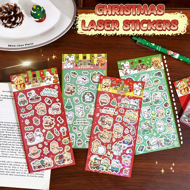 1/4Pcs Kawaii Cartoon Stickers DIY Hand Account Diary Decorative Stickers Cute Christmas Decorative Stickers Kids Toys Gifts