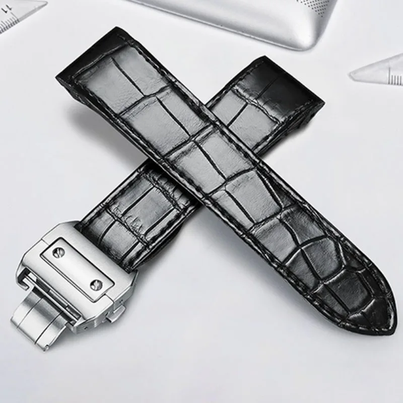 

20mm 23mm high quality Genuine Leather watch strap For cartier Santos Santos 100 men's and women's leather wristband