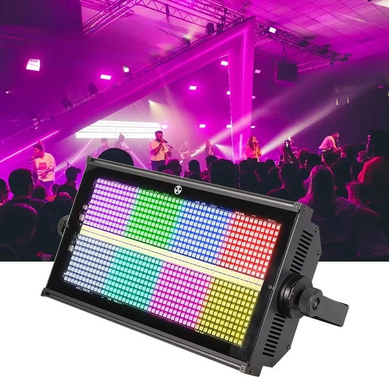 

Изготовленный на заказ стробоскоп RGB для сценической вечеринки, 1000 Вт, светодиод, 864 RGB, 96 белых светодиодов, DMX512, 32-битный диммер, 8 + 8 сегментов, вспышка для мытья лошадей