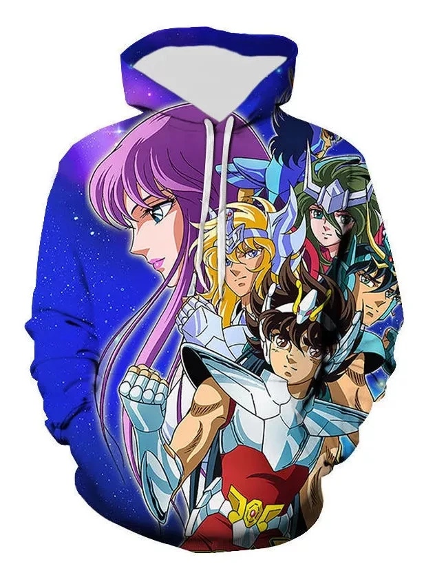 شعبية أنيمي سانت سيا هوديس البلوز ثلاثية الأبعاد مطبوعة الرجال النساء رياضية البلوز معطف موضة Harajuku للجنسين تأثيري هوديي