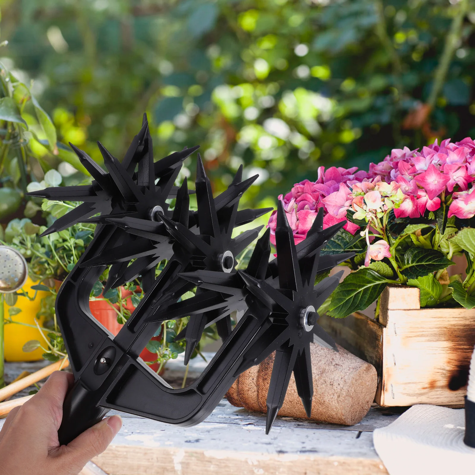 

1Set Garden Rotary Cultivator Plastic Hand Held Scarifier Tool for Soil Aeration Reseeding Loosening Lawn Gardening Tiller