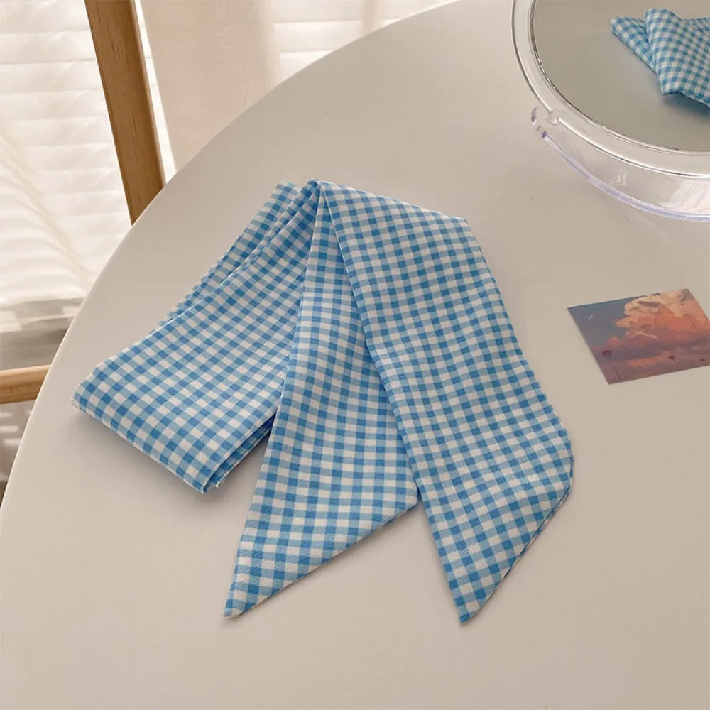 

Polka Dot Light Blue Series Hair Band Plaid Dressing Decoration Ribbon Braids Headband Neckerchief Flower Long Neck Scarves