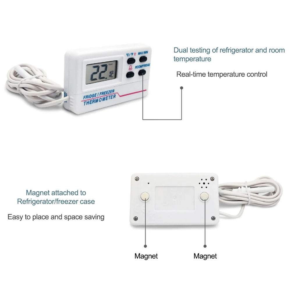 Embedded Electronic LCD Digital Display Thermometer Refrigerator Fish Tank Temperature Measurement 1M Waterproof Probe Cable