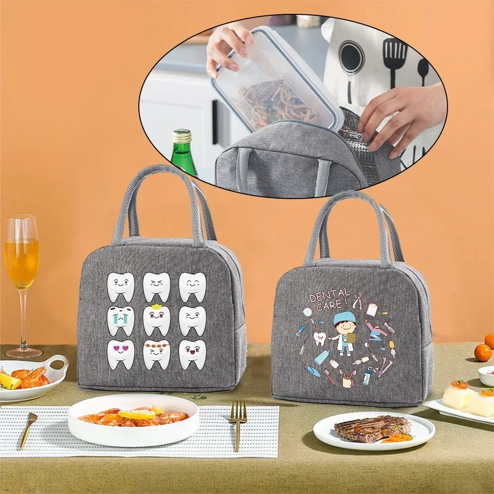 Bolsa de almuerzo con aislamiento Bento reutilizable para hombre y mujer, bolso de mano aislado de lona para Picnics de trabajo