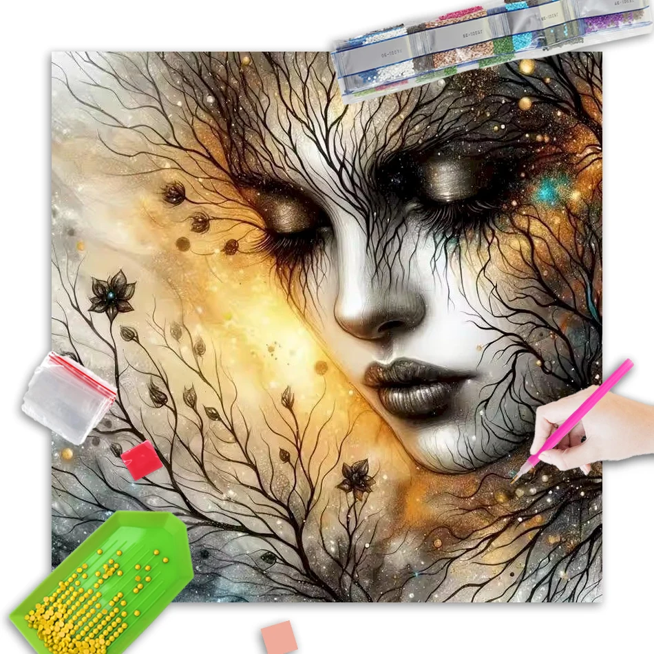 

GATYZTORY DIY Diamond Painting Arts Abstract Woman Full Square Diamond Embroidery Portrait Handmade Wall Decoration
