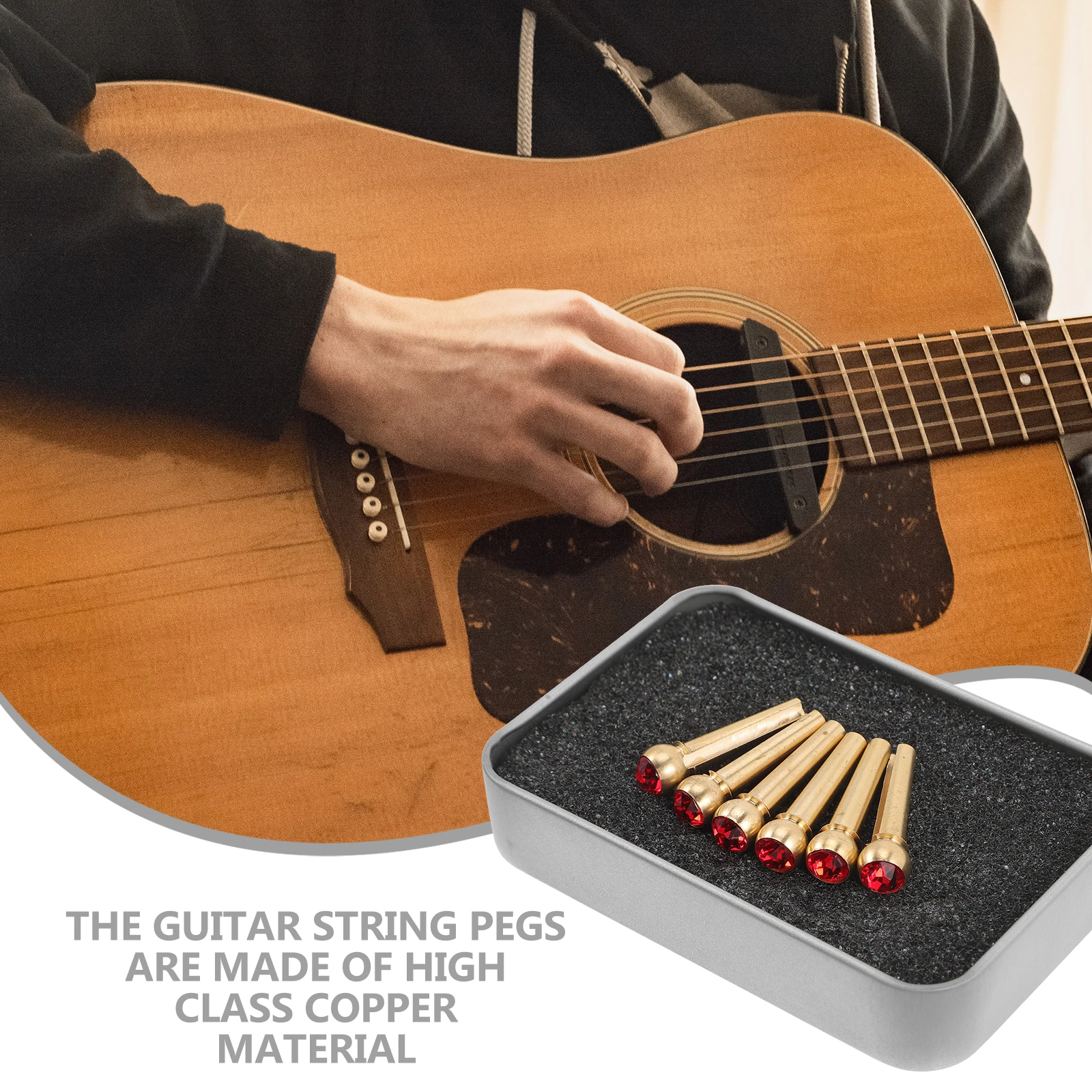 

6Pcs High Class Copper Guitar Bridge Pins Easy to Use and Carry Lightweight Guitar String Fixing Nails Tuning Pin