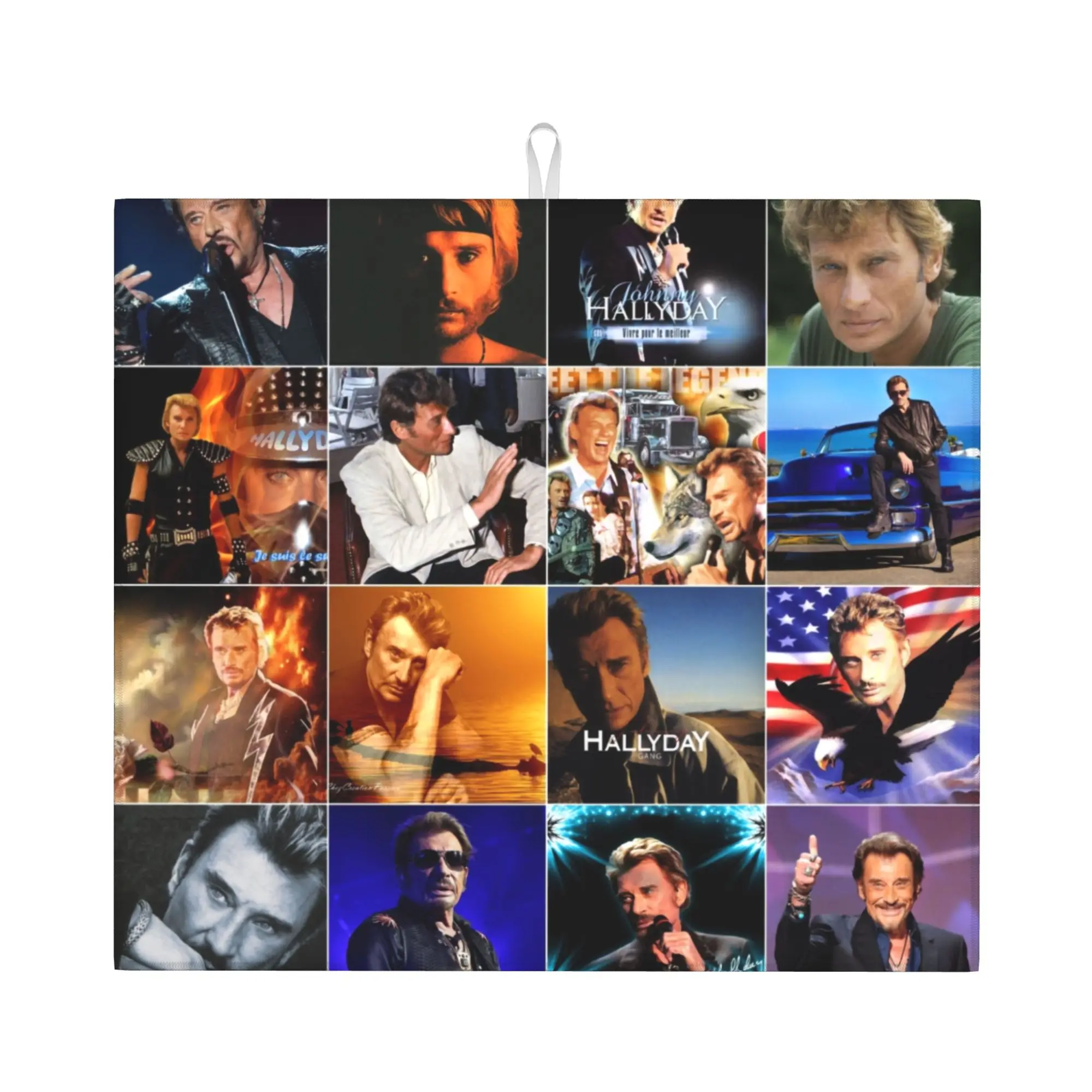 French Rock Singer Johnny Hallyday Non Slip Kitchen Counter Protector Mat Barware Tableware Reusable Drying Mat For Kitchen