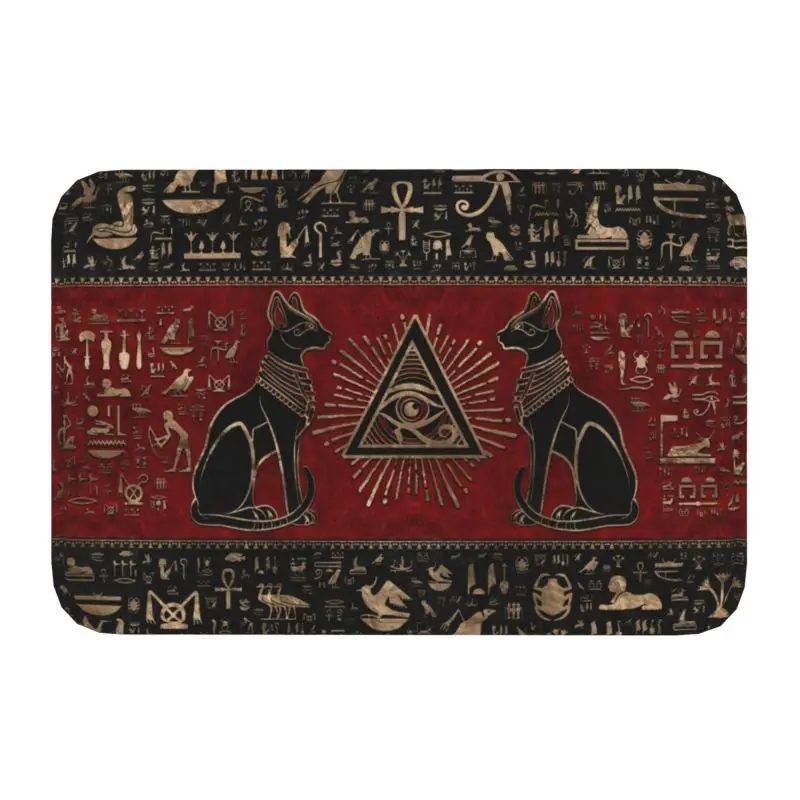 Custom Ancient Egypt Eye Of Horus Doormat Mat Anti-Slip Egyptian Bastet Cat Bathroom Kitchen Garage Rug Carpet 40*60cm