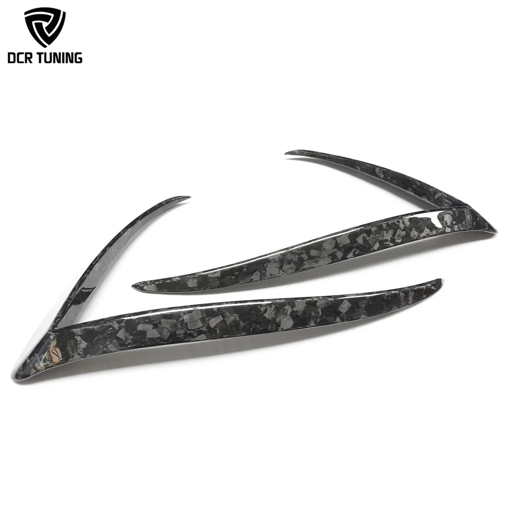Forged Carbon Fiber Front Fog Canards for Tesla Model X 2022+ Bumper Splitter Dry Carbon Fog Light Frame Overlay Self-adhesive