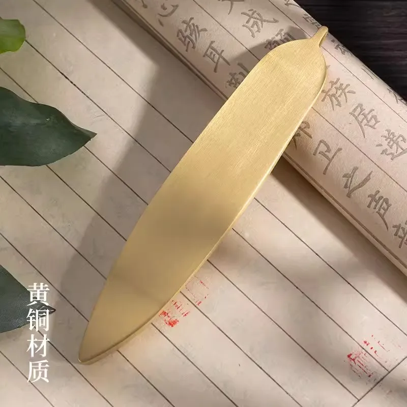 Leaf Shape Brass Paperweight Paper Weight Calligraphy Brush Pen Holder Rest For Painting Drawing Art Supplies