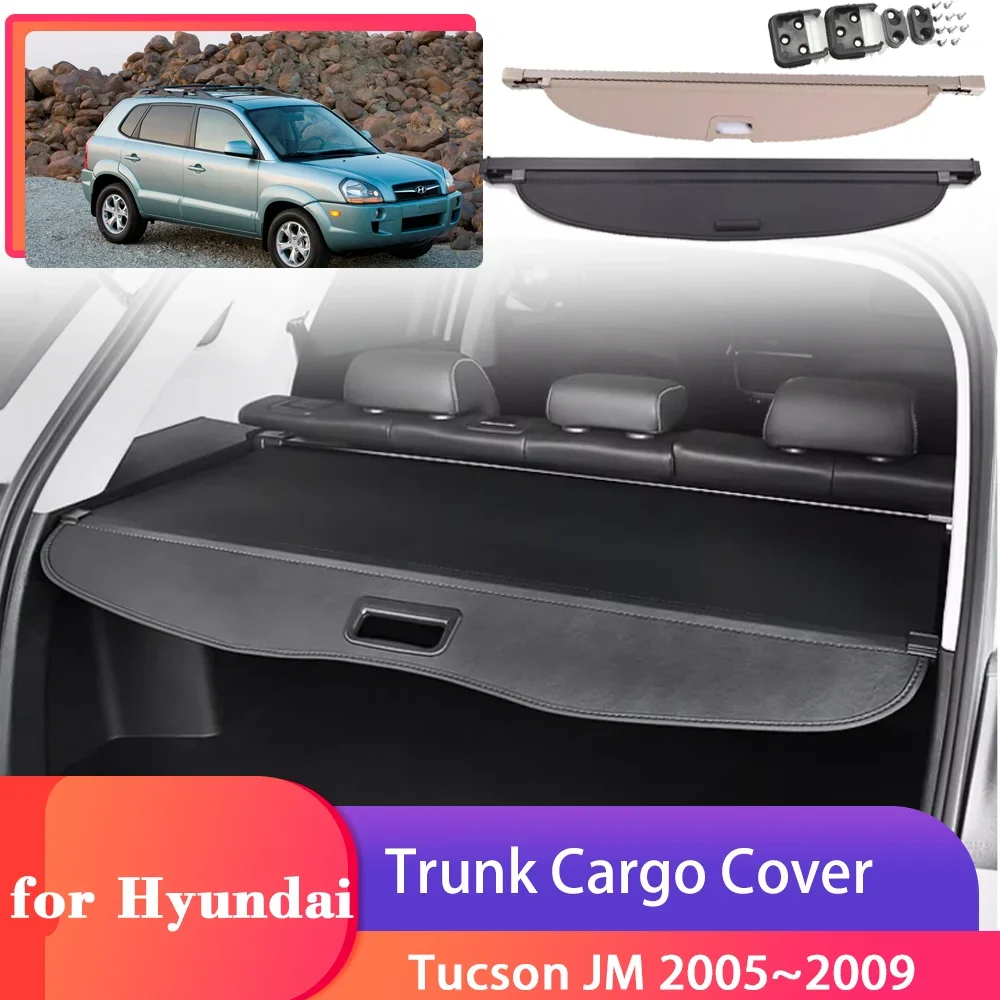 Car Trunk Cargo Cover for Hyundai Tucson JM 2005~2009 2006 Luggage Tray Storage Security Shield Curtain Partition Accessories