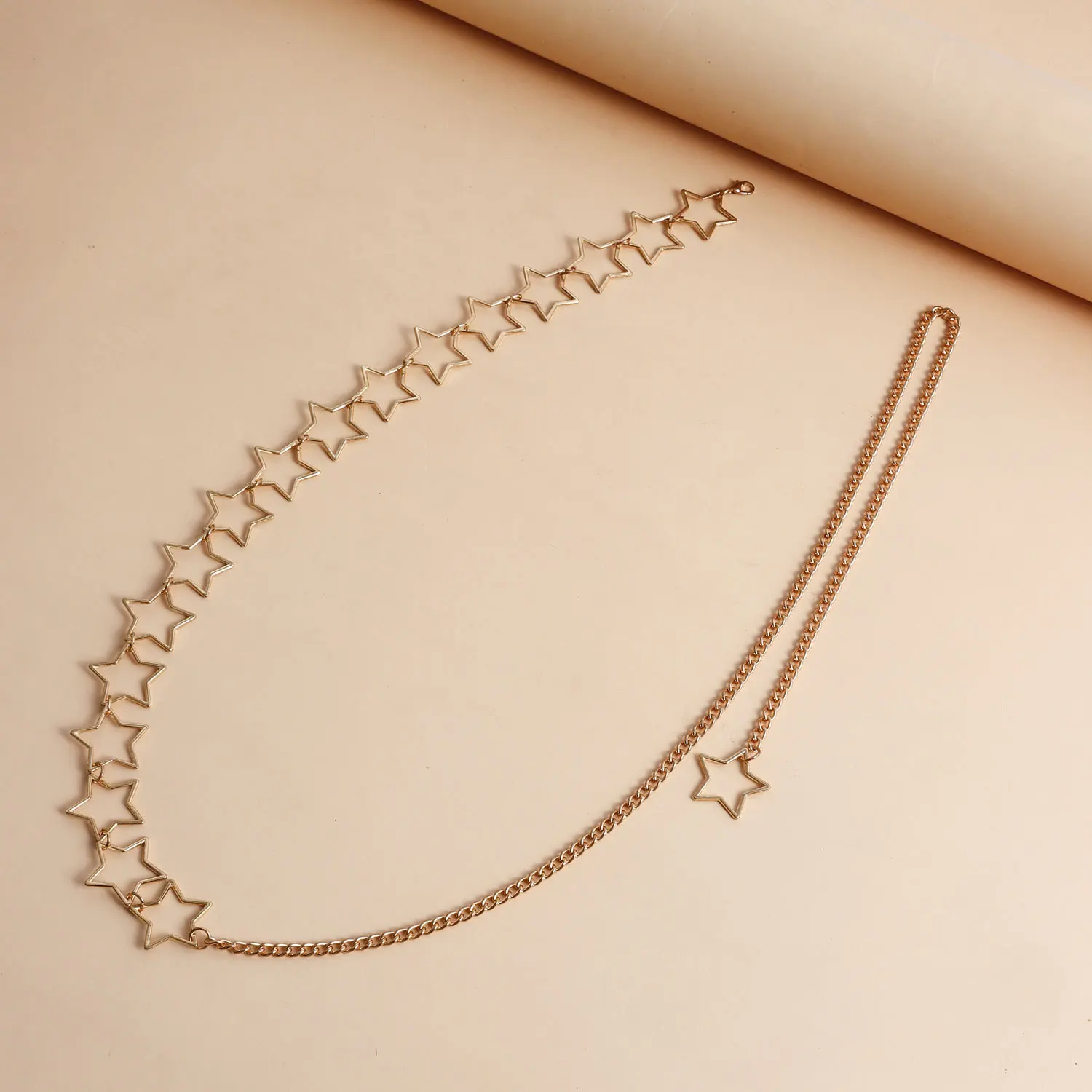Hollow Five Pointed Star Metal Waist Chain for Women Beach Minimalist Bikini Belt Adjustable Silver Durable Premium Quality
