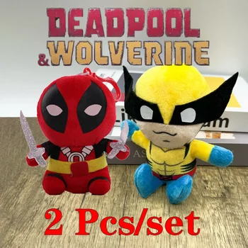 1 Set Q-version Movie Deadpool & Wolverine Avengers Plush Toy Backpack Pendant Keychain Stuffed Soft Doll Boy Toy Gift Wholesale