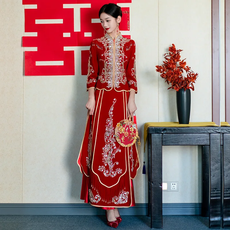 

Xiuhe Clothing 2024 Bride New Wedding Dress Chinese Heavy Industry Toast