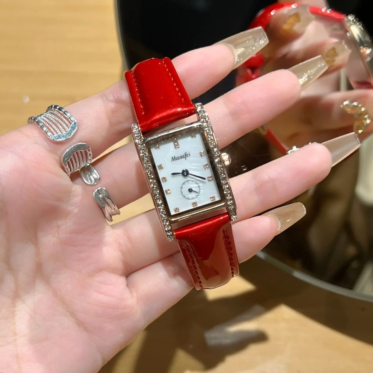 KAIRIS Women Luxury Quartz Watch Rectangular Dial Leather Strap Fashion Elegant Wristwatch Casual Dress Gift