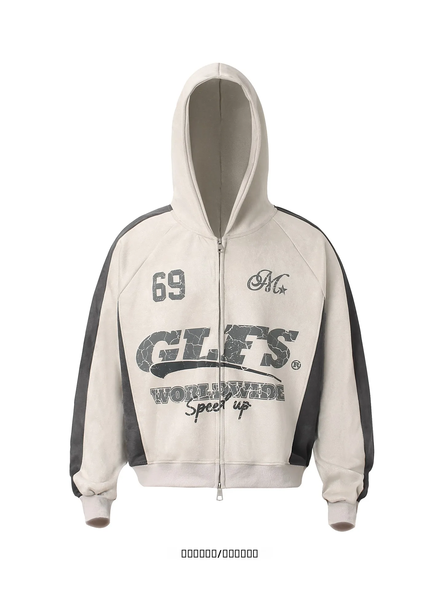 

Молодежная толстовка-кардиган свободного кроя на молнии, дышащая, с длинными рукавами, в стиле ретро, с буквенными нашивками