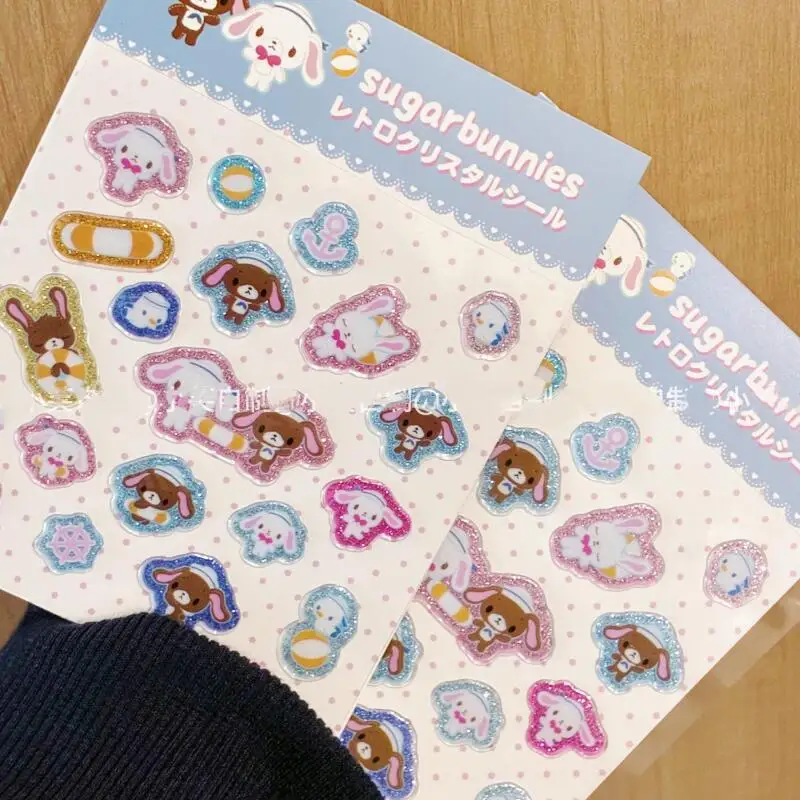 الماس الحواف سانريو Sugarbunnies بريق هلام ملصقات لطيف ليتل TwinStars فتاة ملصقات صناعة يدوية لعبة جراب هاتف هدية تزيين