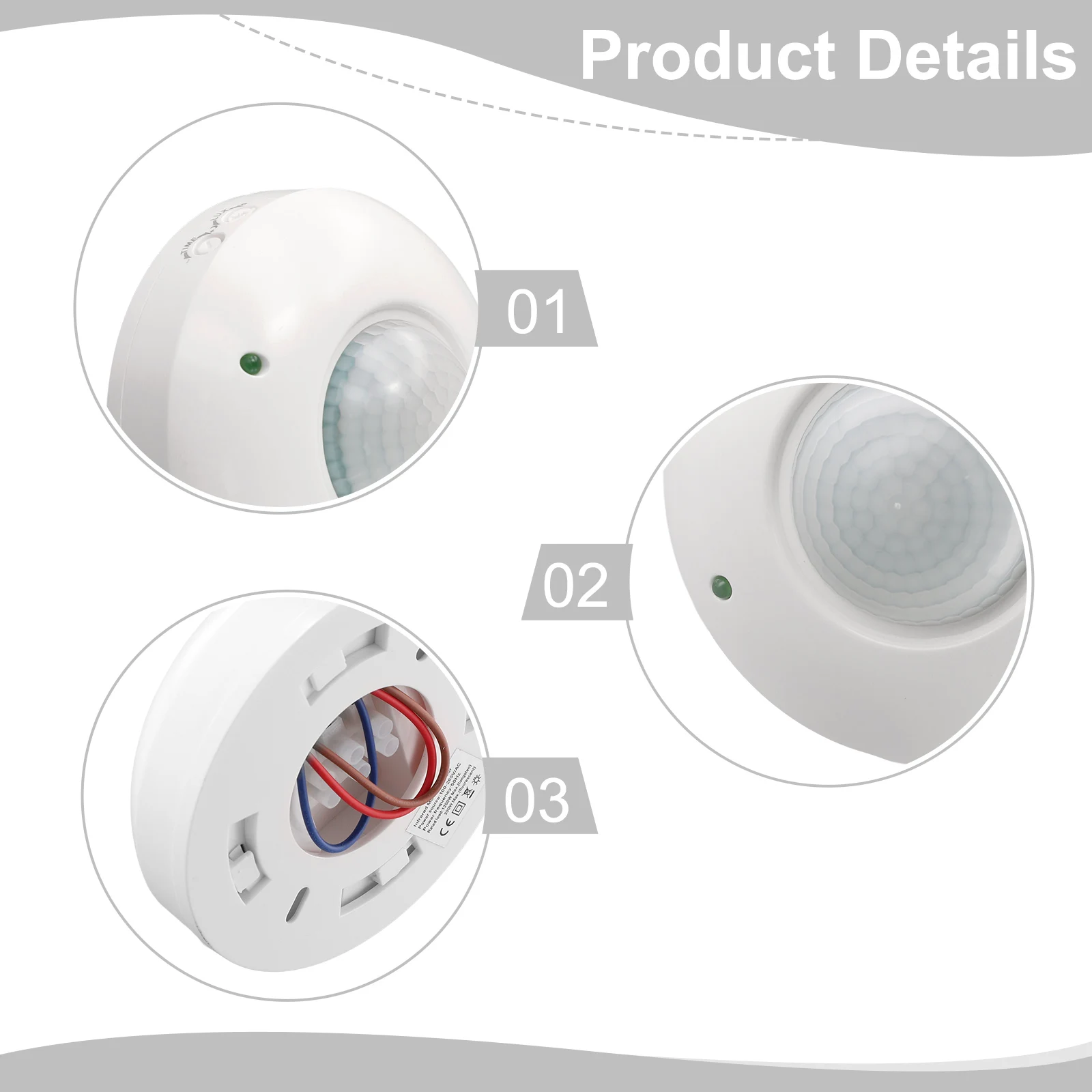 PIR Motion Detector Light, Sensor De Ocupação Do Teto, Delay Interruptor De Indução De Três Fios, Sensor De Luz Do Corredor, 360 ° Montado