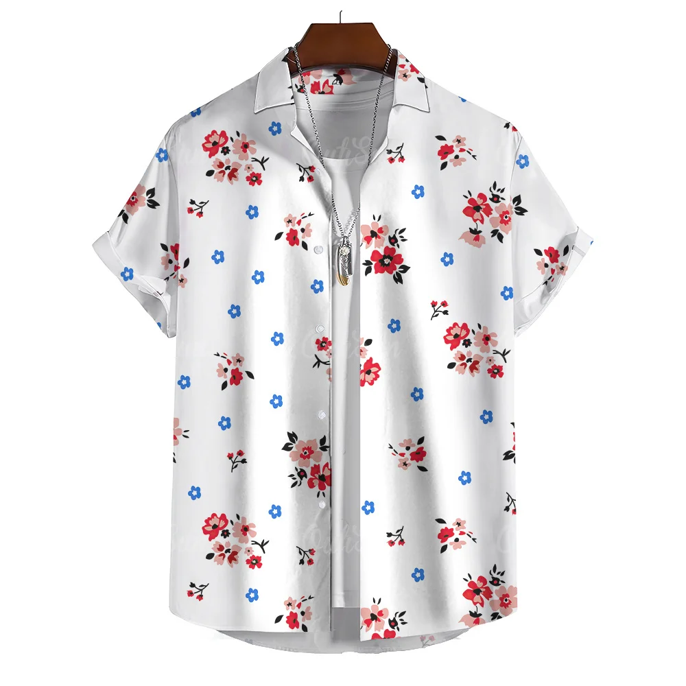 

Hawaiian Simple Men's Shirt Floral Shirts Men's Comfort Casual Short Sleeved Shirts Loose Oversized Man Clothing Tops