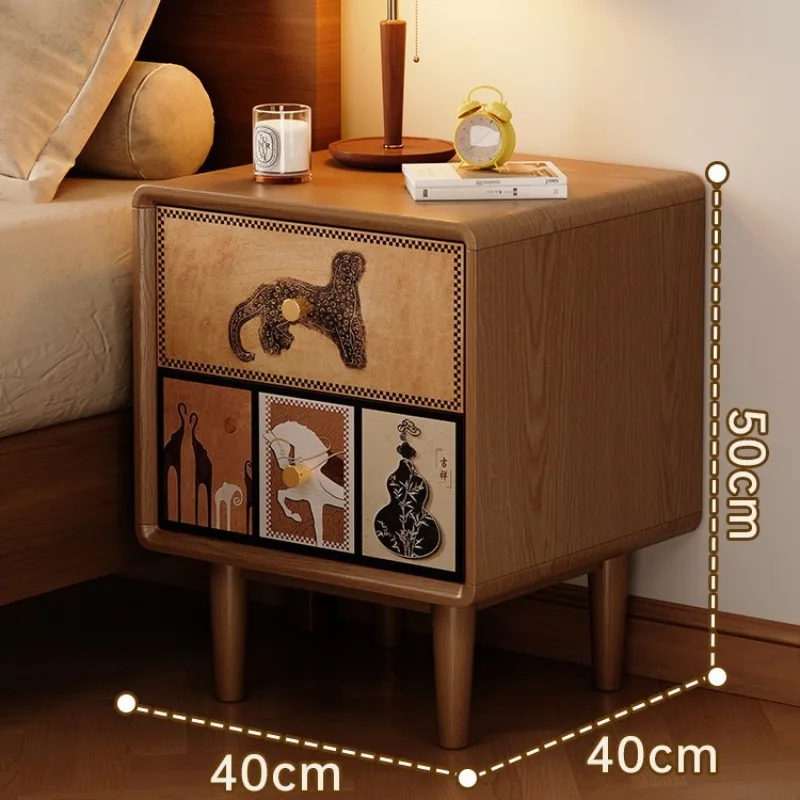 Meja samping tempat tidur kayu solid bergaya abad pertengahan, desain niche untuk kamar tidur rumah tangga, lemari penyimpanan, loker kayu walnut populer tahun 2025