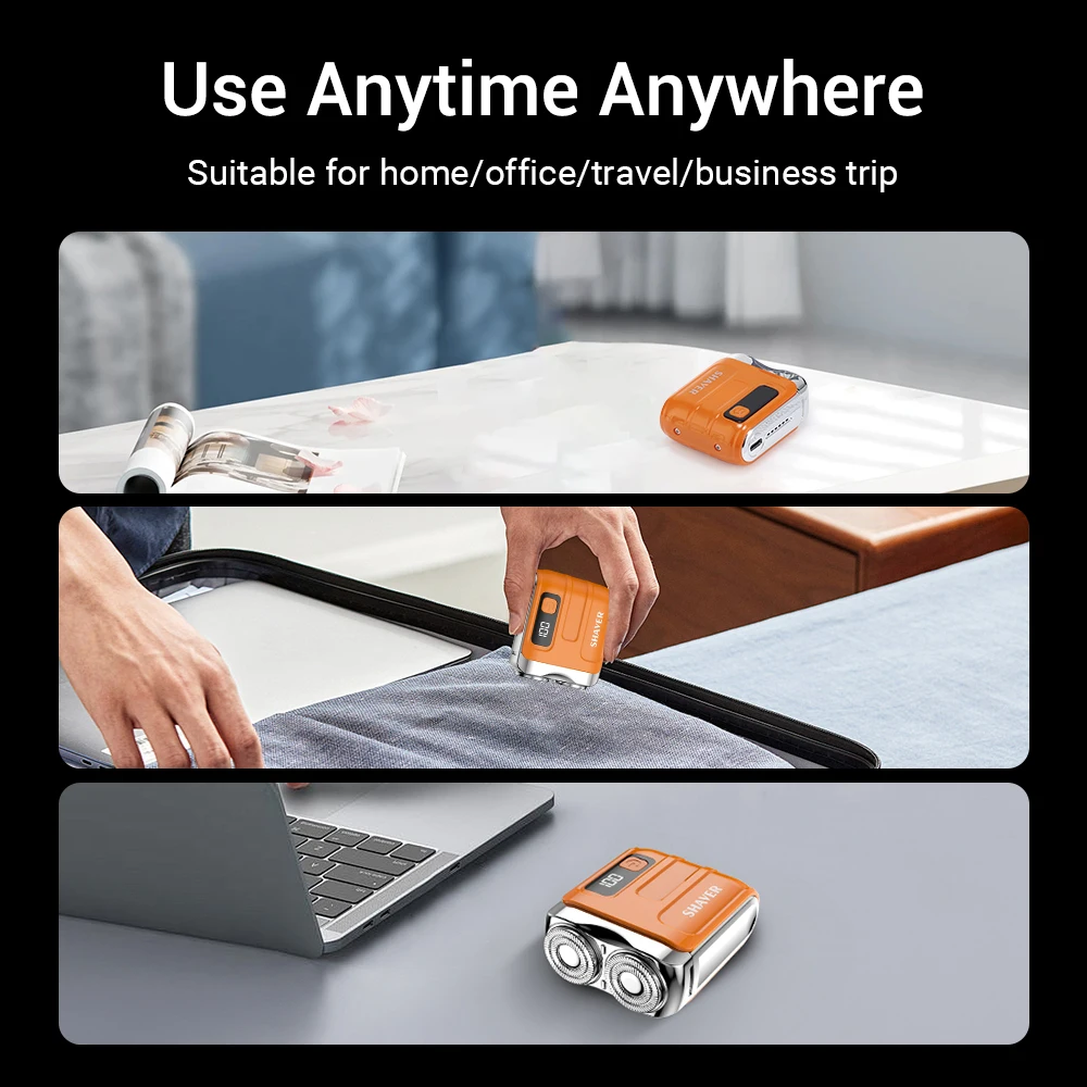 US Stock Mini Electric Shaver Mini Led Digital Display Men Rechargeable Type-c Charging Car Portable Shaver Men Women Home Razor