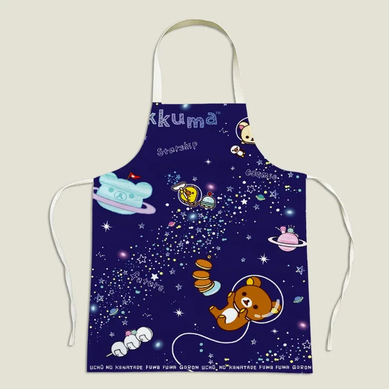 Rilakkuma cartoon cute sleeveless apron adult kitchen waterproof oil parent-child cooking anti-fouling household coveralls