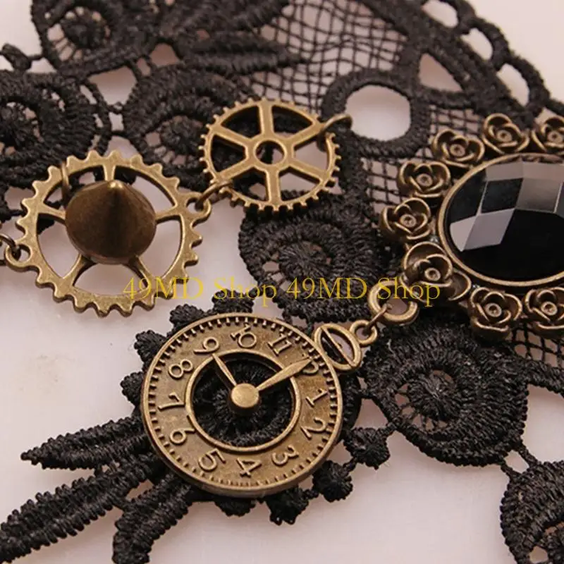

49MD Gothic Vintage Bracelet Rings Wedding Wristband Woman Taking Photo Hand Jewelry