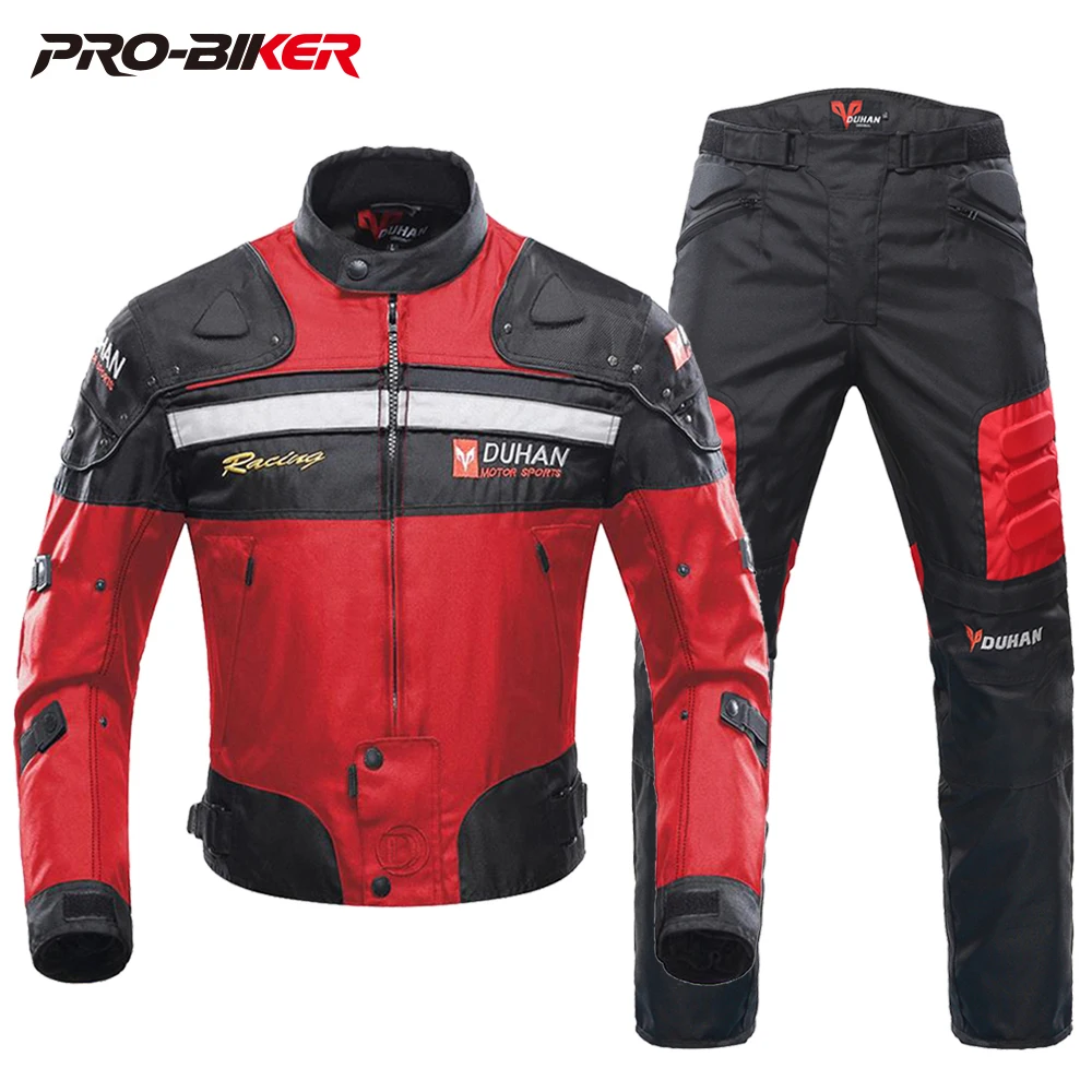 

DUHAN Motorcycle Jacket Man Motocross Racing Pants Body Armor Moto Protection Clothing Set With Removeable Linner