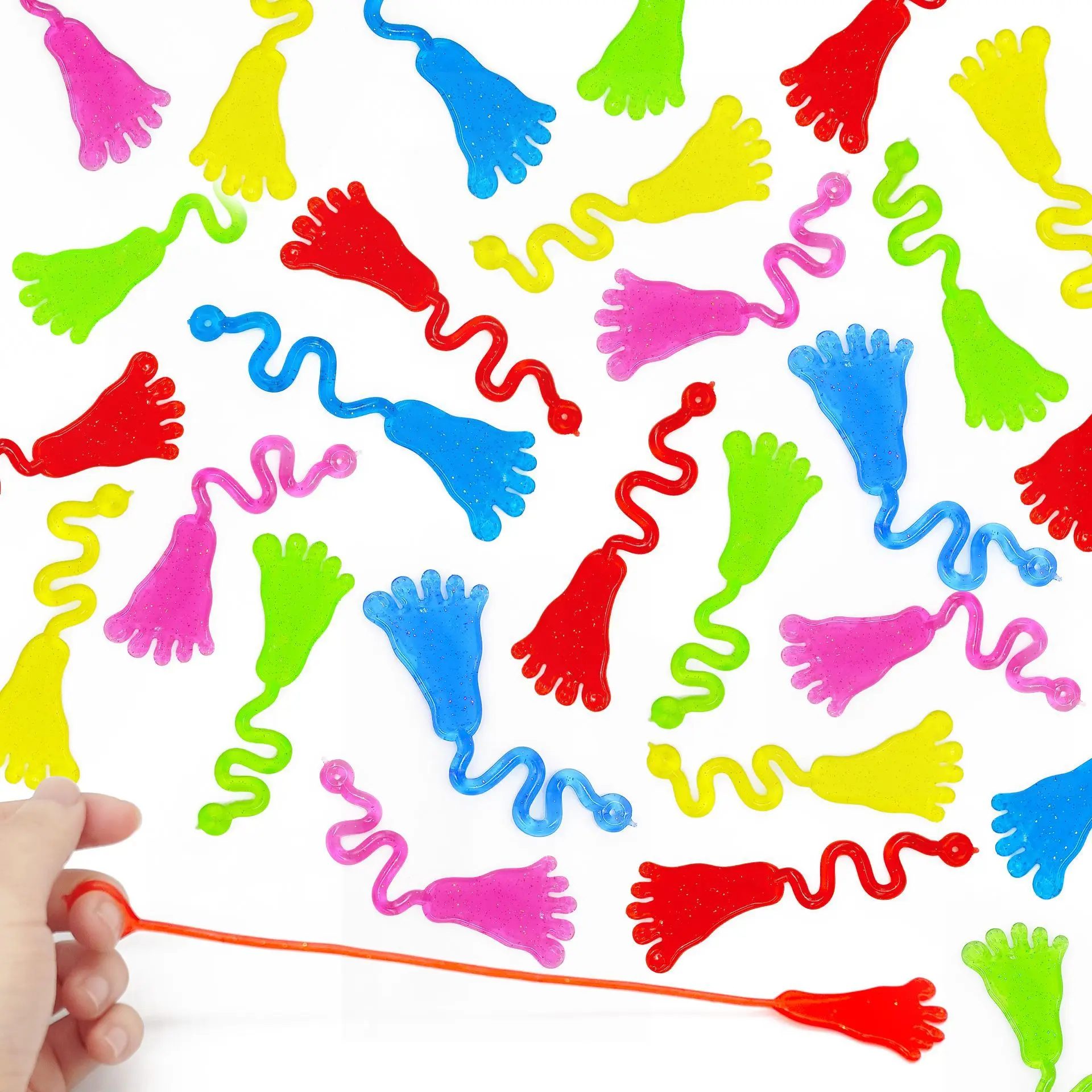 

5-20 Pcs Kids Funny Glitter Sticky Hands Toy Foot Elastic Sticky Squishy Slap Foot Toy Kids Novelty Gift Party Favors Supplies