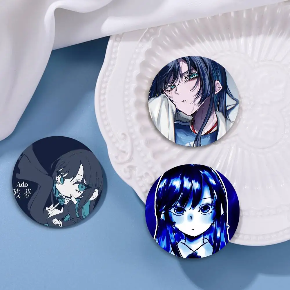 A-Ado Badge On Backpack Accessories Manga Icons Pins Round Cartoon Brooches For Clothes Bag Decor