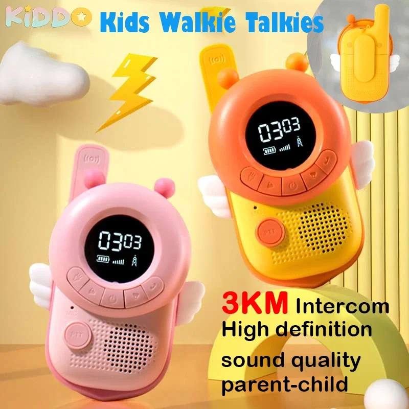 3KM Kids Walkie Talkies Cute Animal 2PCS Portable Children Transceiver Outdoor Interactive Educational Toys Kid Back to School