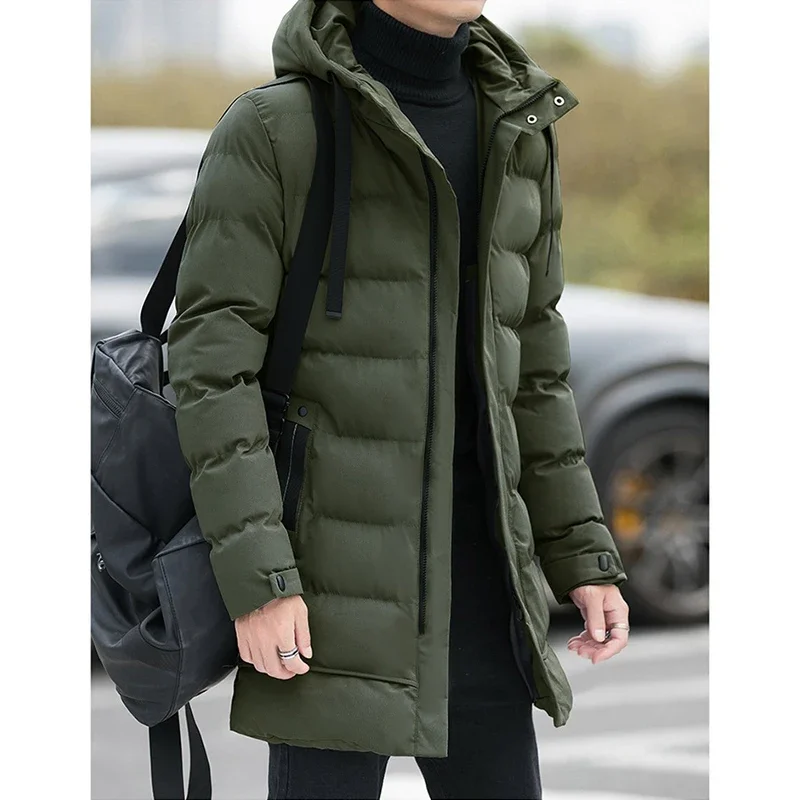 Parka gruesa y cálida para hombre, chaquetas informales con capucha, abrigo cortavientos con bolsillos, novedad de invierno