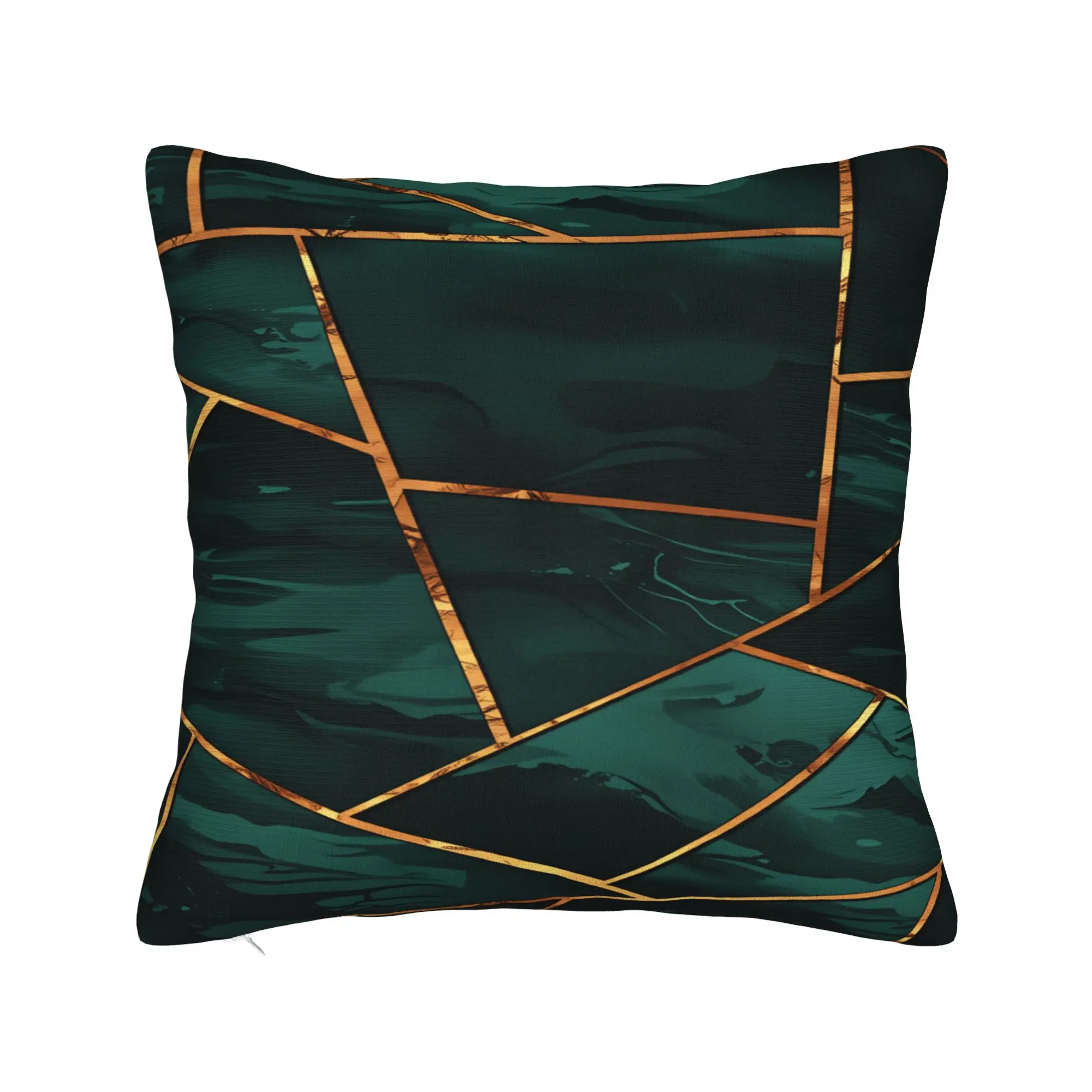 Pillow Case Green and Gold line Pattern Soft  Pillow Cover For Couch Sofa Bedroom Morden Pillowcases