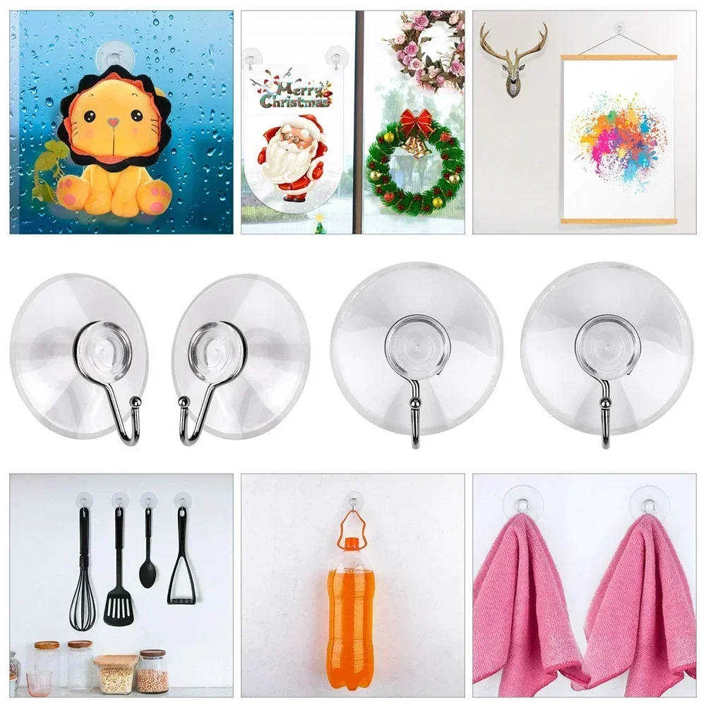 10/20Pcs Suction CupsSuckers Glass Window Wall Hook Hanger Kitchen Bathroom Cup Hooks Clothing Coat Hat Key Suction Hook Hanger