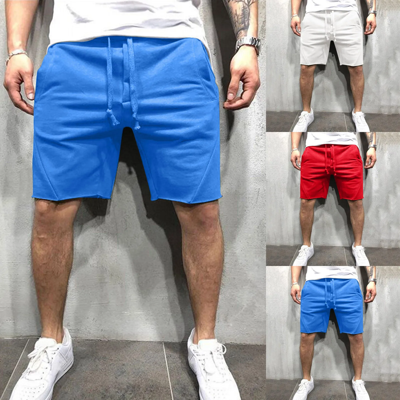 New Men\'S Cotton Linen Shorts Pants Male Summer Breathable Solid Color Linen Trousers Fitness Streetwear Lace Up Bottoms