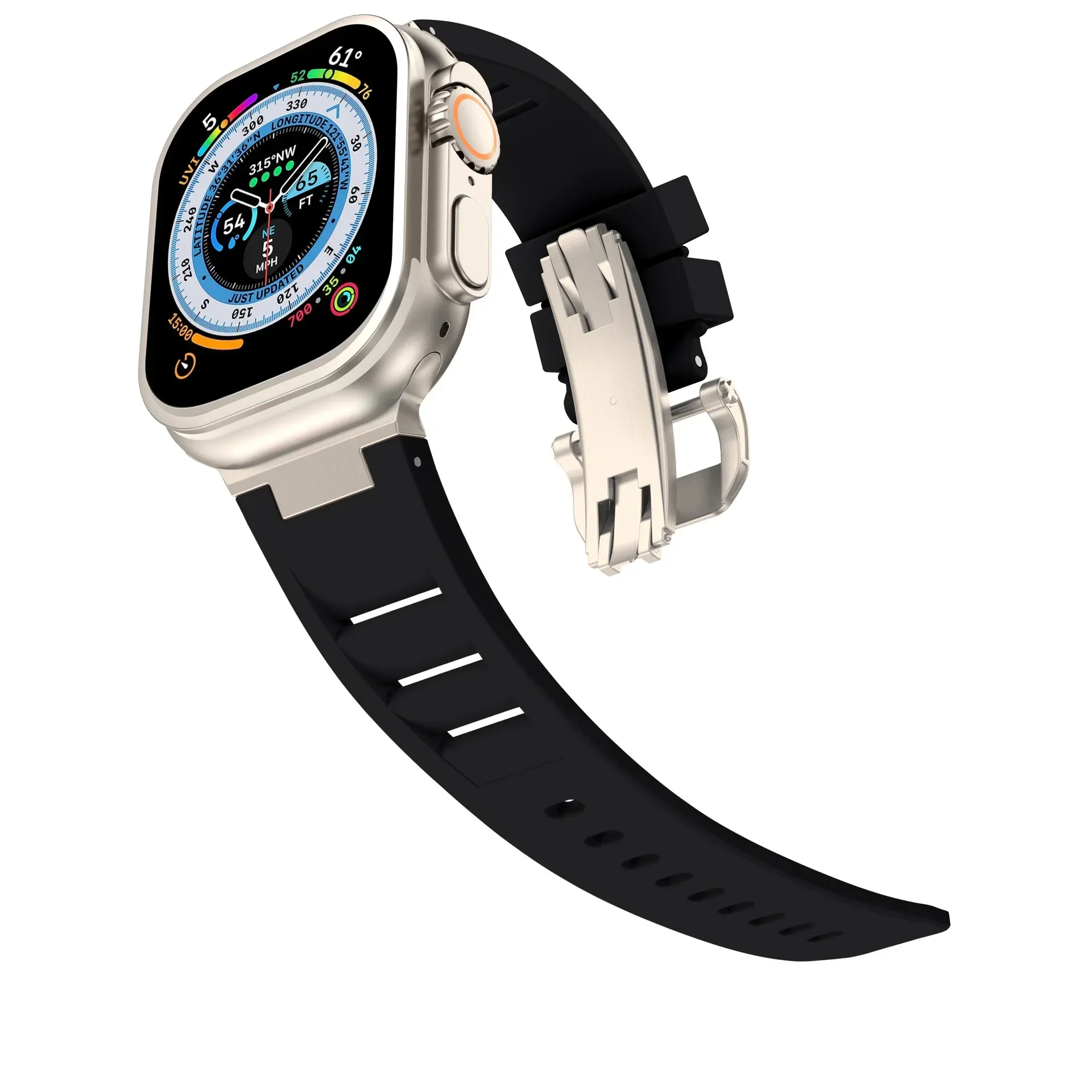 Pulseira de borracha esportiva para apple watch s10 46mm ultra 2 49mm 45mm 44mm pulseira de silicone macio para iwatch série 9 8 7 6 5 4 se pulseira