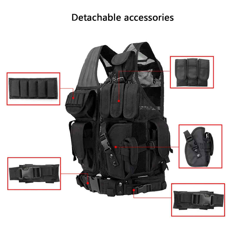 Adjustable Army Outdoor CS Game Airsoft Training Jacket Molle Tactical Vest Military Combat Body Armor Vests Security Hunting