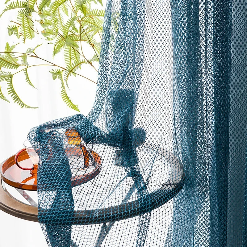 Simple Modern Partition Plain Texture Curtains Water-crack Design Thickened Window Screen Tulle Sheer For Living Room Drapes
