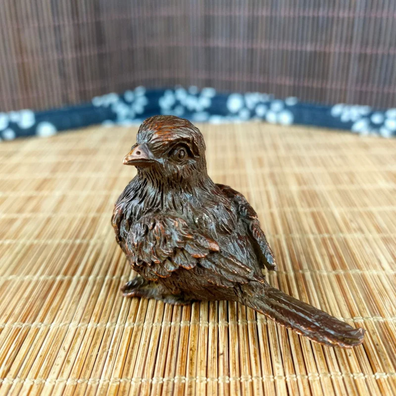 Distressed Antique Copper Solid a Little Sparrow Paper Weight Ornaments Study Tea Ceremony Tea Ornaments Decorative Small Orname