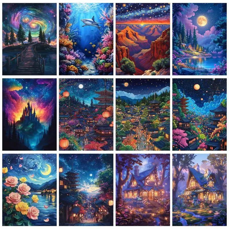 

RUOPOTY Oil Painting By Numbers Dream House Art Supplies Digital Painting By Numbers Acrylic Kits Home Furnishing Decoration