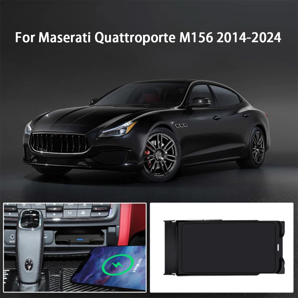 Bezprzewodowa ładowarka samochodowa do telefonu komórkowego Konsola środkowa Przechowywanie QI 18W iPhone szybkie ładowanie dla Maserati Quattroporte M156 2014-2024