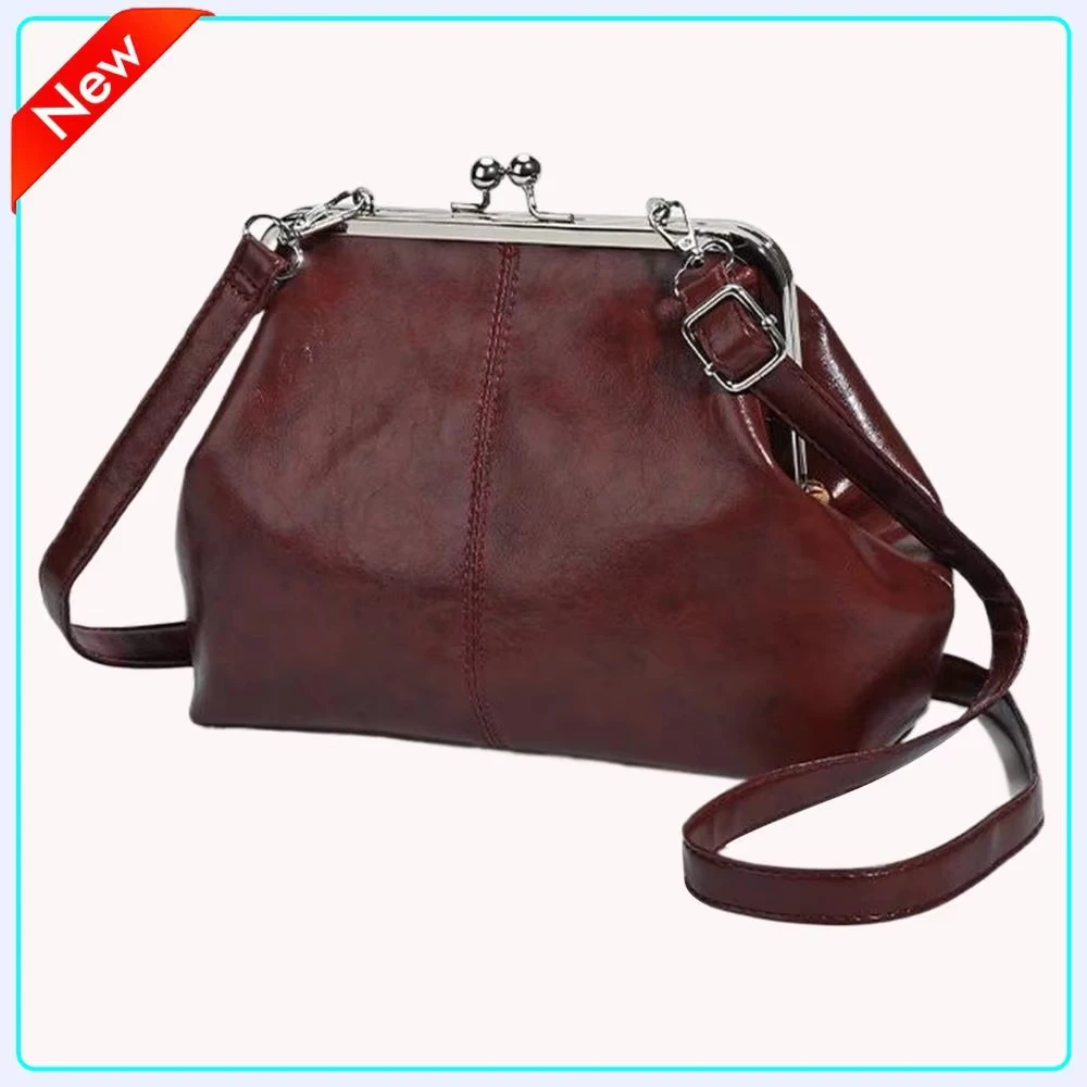 

Elegant Women's PU Leather Large Capacity Shoulder Bag with Adjustable Strap Crossbody Kiss Lock One-Shoulder Handbag