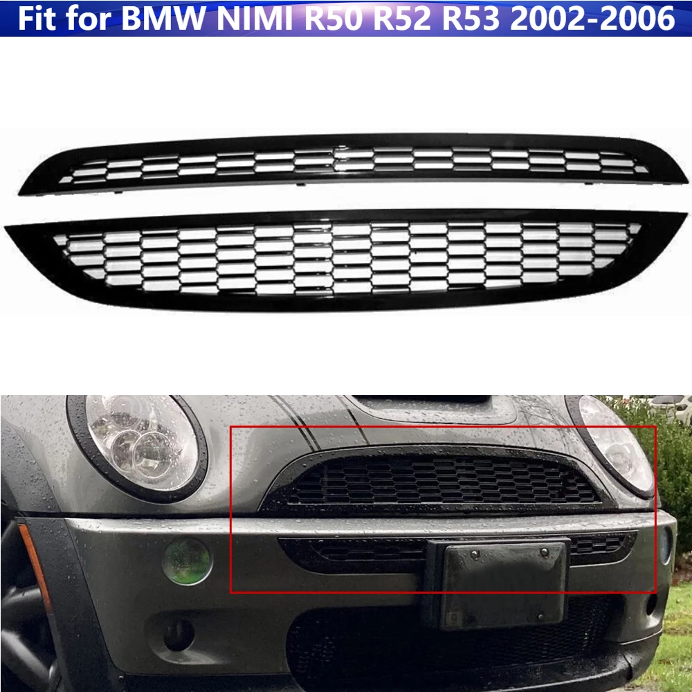 

2PCS Honeycomb Mesh Front Bumper Grille Upper Lower Grill for BMW NIMI R50 R52 R53 2002-2006