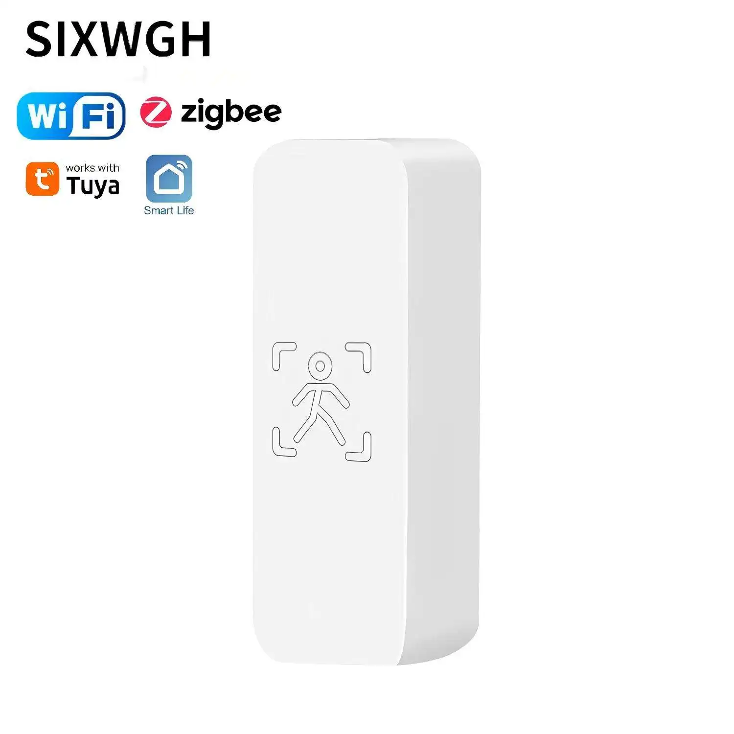 SIXWGH 5,8G Radar PIR Sensor de movimiento Tuya WiFi Zigbee barra de seguridad para el hogar diseño Detector alarma para Android detecta presencia humana
