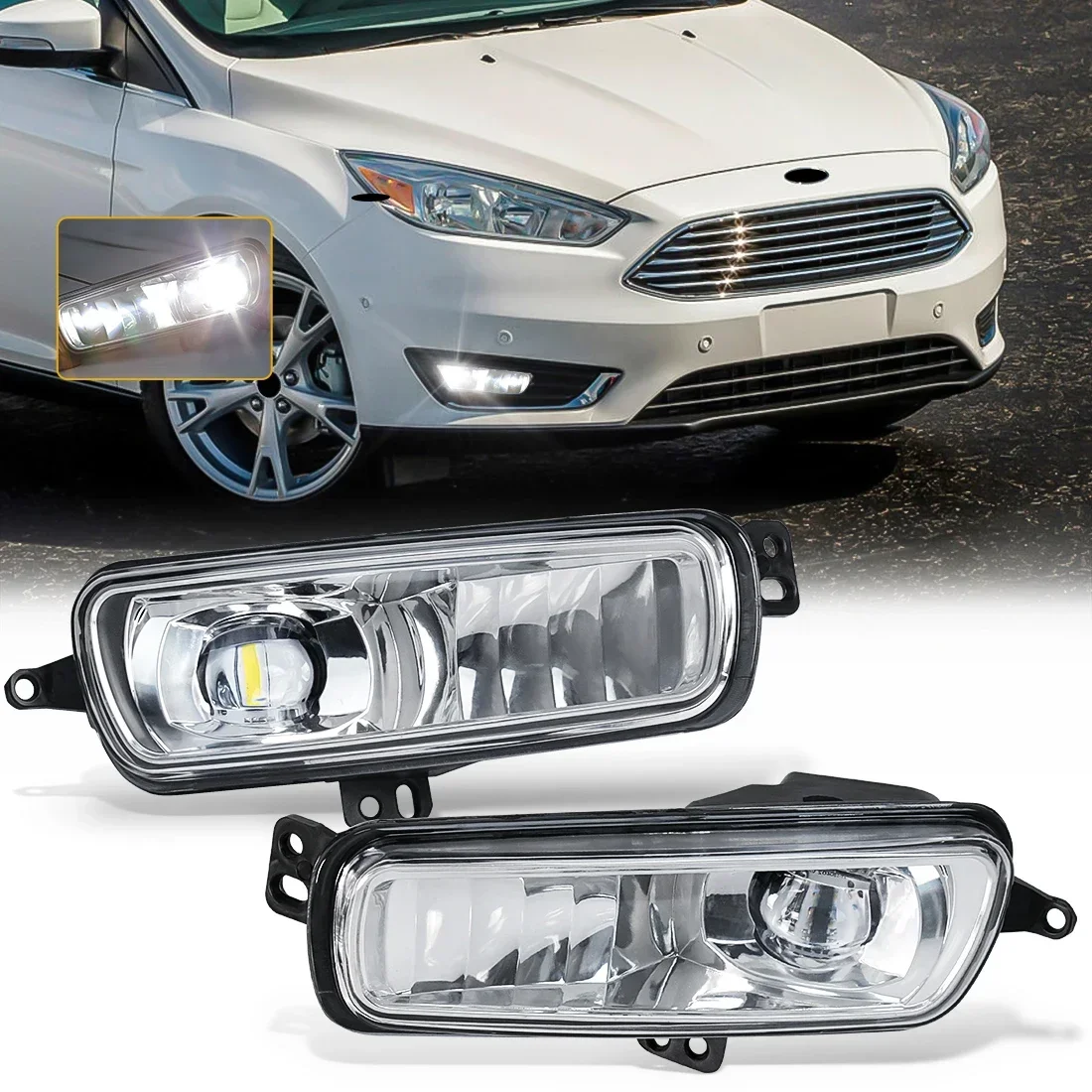 

For Ford Focus MK3 2015 2016 2017 2018 Car Accessories LED Car Front Bumper Fog Lamp Fit White Headlight Daytime Running Light